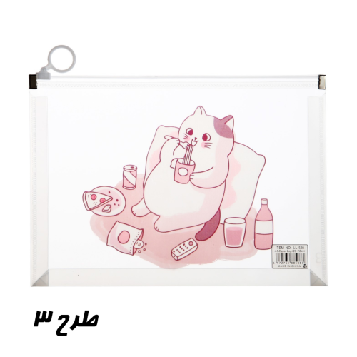 نمای از روبروی طرح 3 کاور شفاف گربه A5