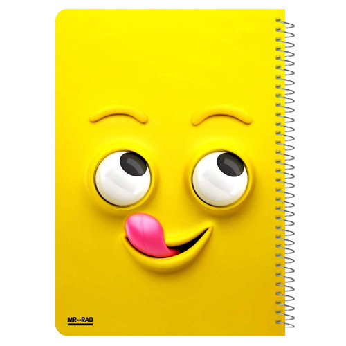 دفتر مشق مستر راد مدل ایموجی طرح Emoji 19 نمای کامل جلد جلو دفتر ۵۰ برگ طرح ایموجی برند مستر راد
