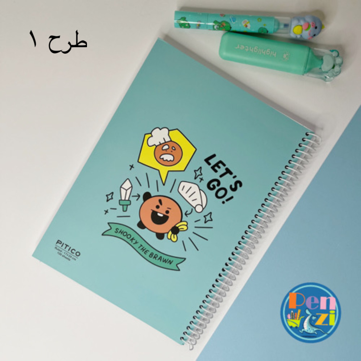 دفتر طرح بی تی اس ١٠٠ برگ 14 نمای کامل دفتر ۱۰۰ برگ طرح بی تی اس برند پیتیکو رنگ سبز