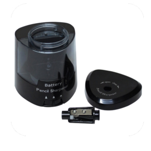 تراش رومیزی برقی 3 حالته 5 تصویر تراش برقی رومیزی بصورت باز شده بصورتی که داخل محفظه تراش و تیغه فلزی آن مشخص است