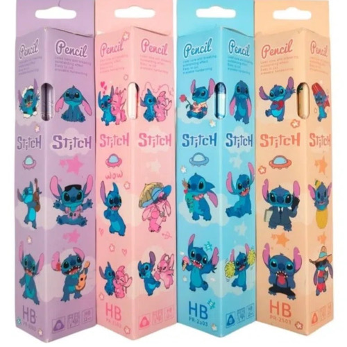مداد مشكي پرودون طرح استیچStitch 7 تصویر جعبه بسته بندی ۱۲ تایی مداد مشکی با طرح استیچ در تمام رنگ ها